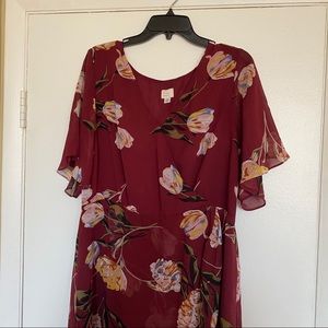 Red Floral Wrap Dress